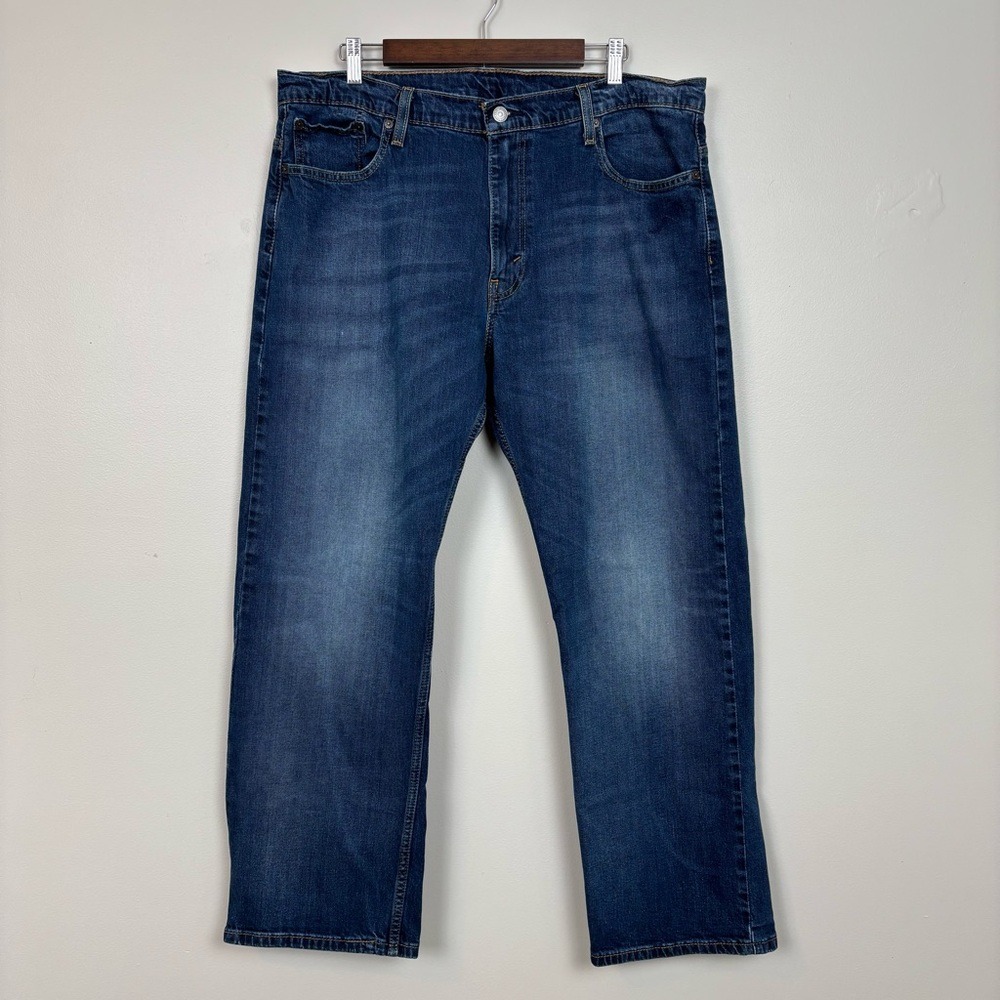 Levis Jeans Mens 38x32 Blue 569 Straight Leg Whiskered Dark Wash Denim 5 Pocket